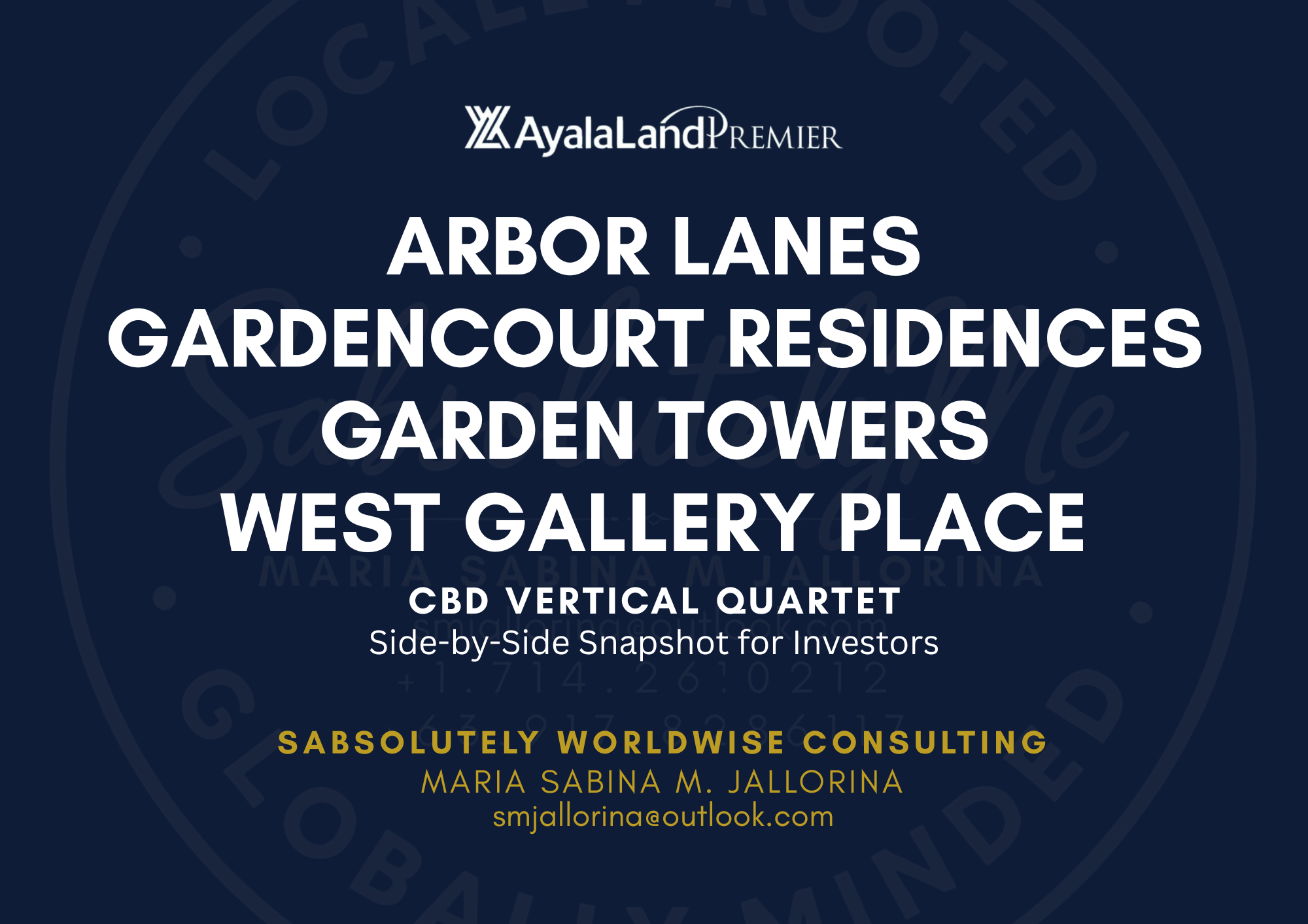 Explore Ayala Land Premier’s Vertical Icons Quartet—Gardencourt Residences, Arbor Lanes, West Gallery Place, and Garden Towers. A curated portfolio of luxury vertical developments in Arca South, BGC, and Makati designed for refined living and long-term investment value.
